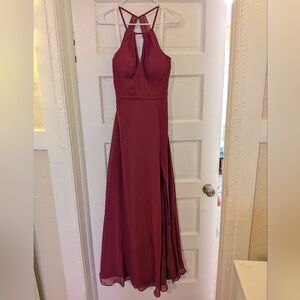 Elegant Halter Neck Dress in Deep Pink
